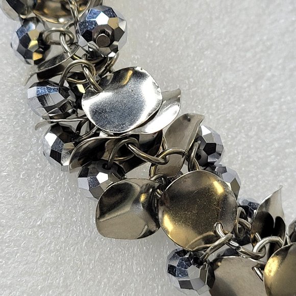 Silver Tone Choker Bib Necklace - Picture 3 of 15